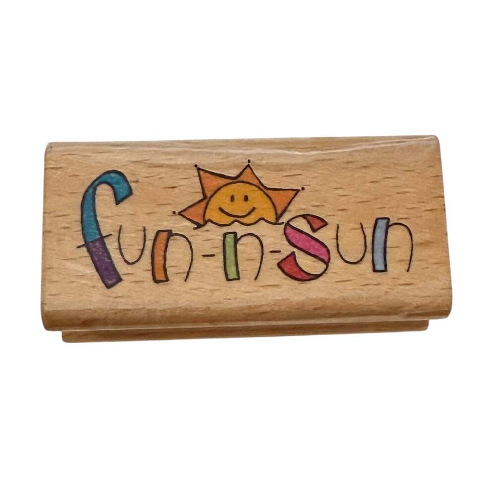 Fun-N-Sun With Smiling Sun Rubber Stamp